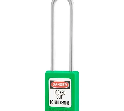 Master Lock® Thermoplastic Zenex" S31LTGRN Safety Padlock, 1-3/8"W x 3"H Shackle, Green