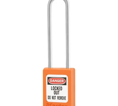 Master Lock® Thermoplastic Zenex" S31LTORJ Safety Padlock, 1-3/8"W x 3"H Shackle, Orange