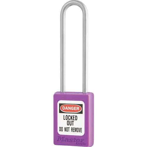 Master Lock® Thermoplastic Zenex" S31LTPRP Safety Padlock, 1-3/8"W x 3"H Shackle, Purple