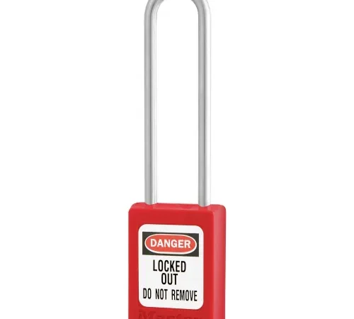 Master Lock® Thermoplastic Zenex" S31LTRED Safety Padlock, 1-3/8"W x 3"H Shackle, Red