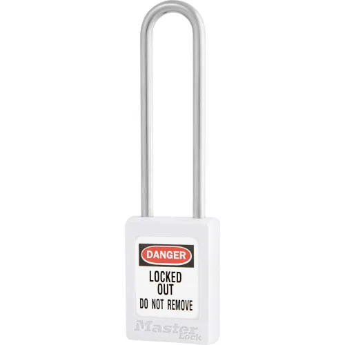 Master Lock® Thermoplastic Zenex" S31LTWHT Safety Padlock, 1-3/8"W x 3"H Shackle, White
