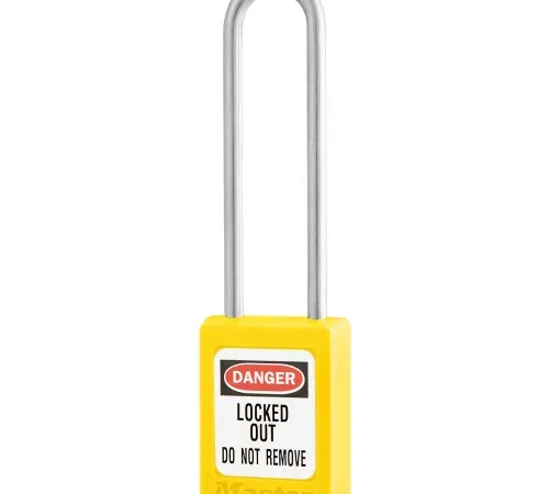 Master Lock® Thermoplastic Zenex" S31LTYLW Safety Padlock, 1-3/8"W x 3"H Shackle, Yellow