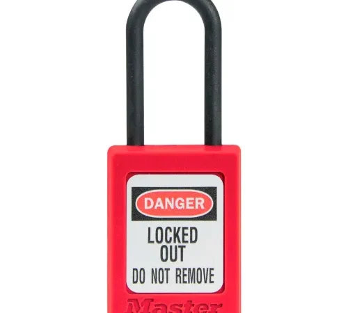 Master Lock® Thermoplastic Dialectric Zenex" S32RED Safety Padlock, 1-3/8"W x 1-1/2"H Red