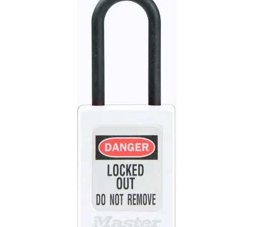 Master Lock® Thermoplastic Dialectric Zenex" S32WHT Safety Padlock, 1-3/8"W x 1-1/2"H WHT