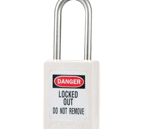 Master Lock® Thermoplastic Zenex" S33WHT Snap Lock Safety Padlock, 1-3/8"W x 1-1/2"H, WHT