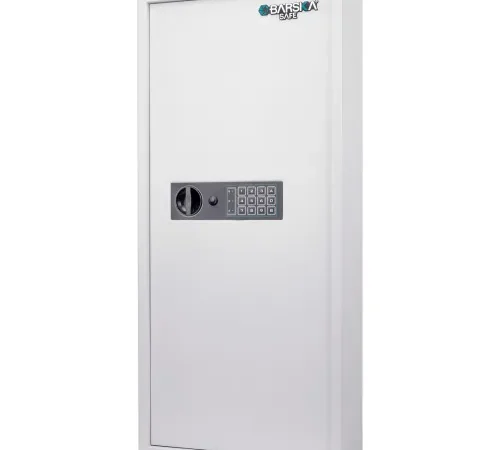 Barska? Keypad Wall Key Safe, 240 Keys, 15-11/16"W x 4-3/4"D x 34"H, White