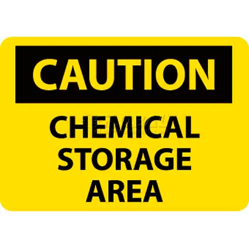 NMC C126RB OSHA Sign, Caution Chemical Storage Area, 10" X 14", Yellow/Black