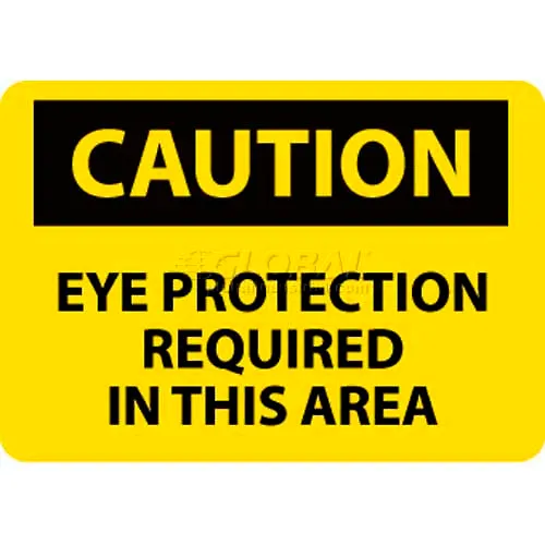 NMC C26PB OSHA Sign, Caution Eye Protection Required In This Area, 10" X 14", Yellow/Black