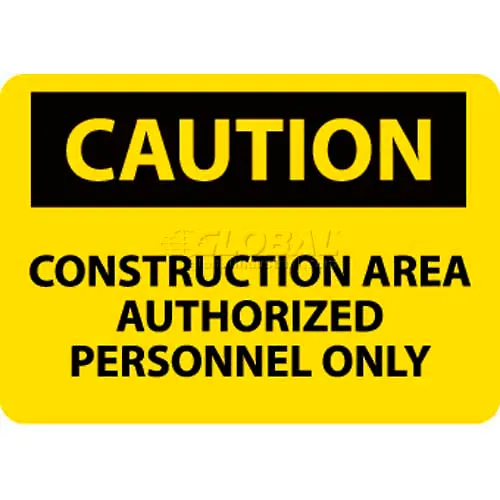 NMC C445RB OSHA Sign, Caution Construction Area Authorized Personnel Only, 10" X 14", Yellow/Black