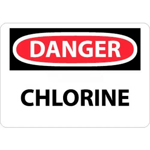 NMC D15RB OSHA Sign, Danger Chlorine, 10" X 14", White/Red/Black