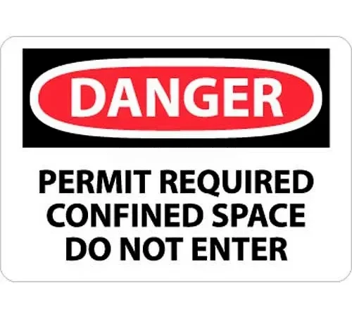 NMC D360P OSHA Sign, Danger Permit Required Confined Space Do Not Enter, 7" X 10", White/Red/Black