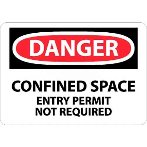 NMC D373P OSHA Sign, Danger Confined Space Entry Permit Not Required, 7" X 10", White/Red/Black