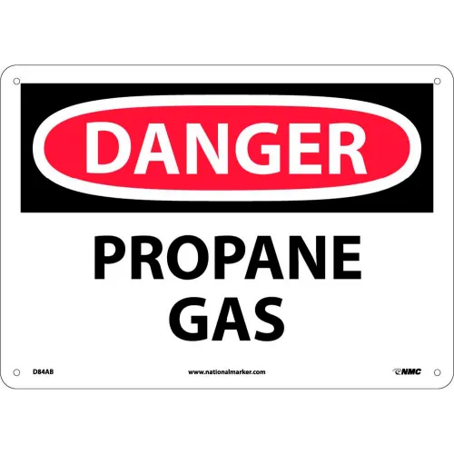 NMC D84AB OSHA Sign, Danger Propane Gas, 10" X 14", White/Red/Black