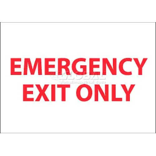 NMC M34P Fire Sign, Emergency Exit Only, 7" X 10", White/Red