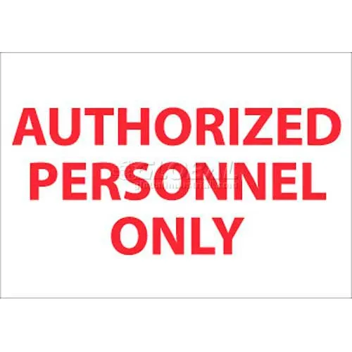 NMC M38PB Restricted Area Sign, Authorized Personnel Only, 10" X 14", White/Red