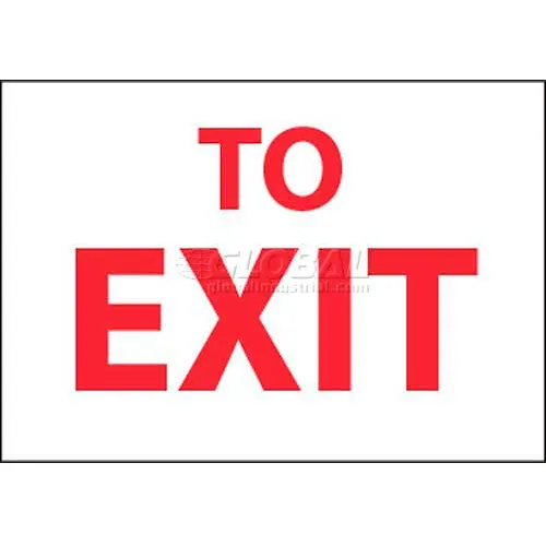 NMC M71RB Fire Sign, To Exit, 10" X 14", White/Red