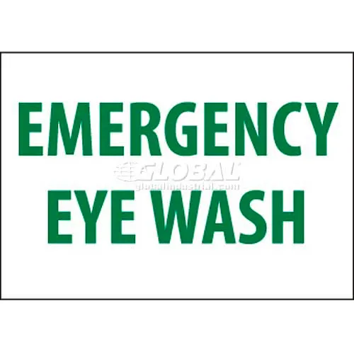 NMC M81PB Sign, Emergency Eye Wash, 10" X 14", White/Green