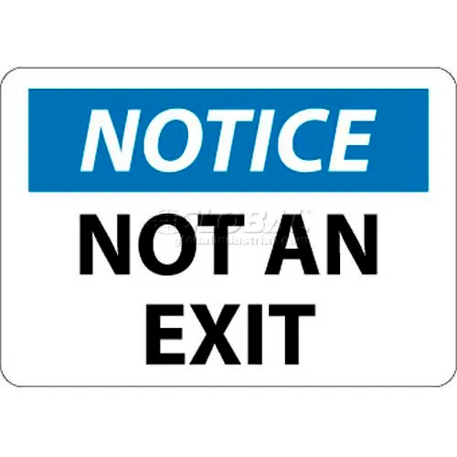 NMC N324PB OSHA Sign, Notice Not An Exit, 10" X 14", White/Blue/Black