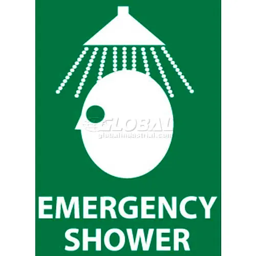 NMC S54R See Sign, Emergency Shower, 7" X 7", White/Green