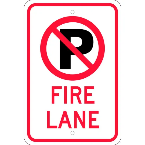 NMC TM0101J Traffic Sign, No Parking (Graphic) Fire Lane, 18" X 12", White