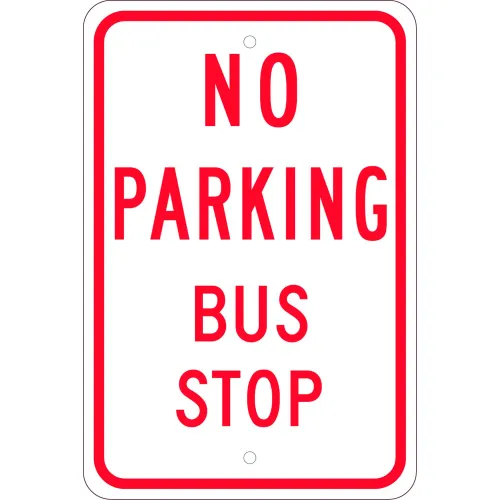NMC TM099K Traffic Sign, No Parking Bus Stop, 18" X 12", White