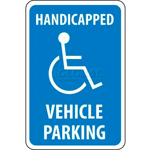 NMC TM10G Traffic Sign, Handicapped Vehicle Parking, 18" X 12", White/Blue