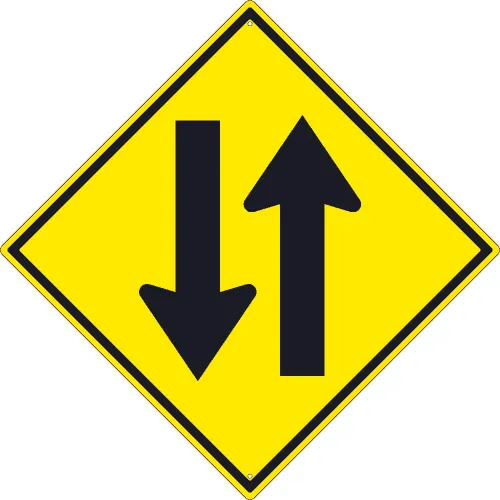 NMC TM238K Traffic Sign, Two Way Traffic Arrow Graphic Sign, 30" X 30", Yellow