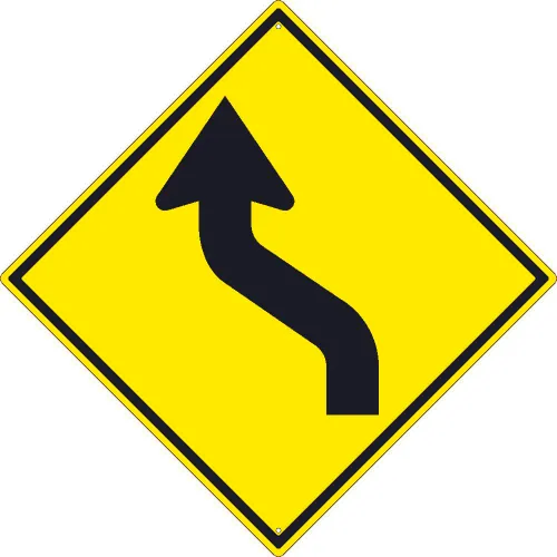 NMC TM245K Traffic Sign, Lane Shift Arrow Right Sign, 30" X 30", Yellow