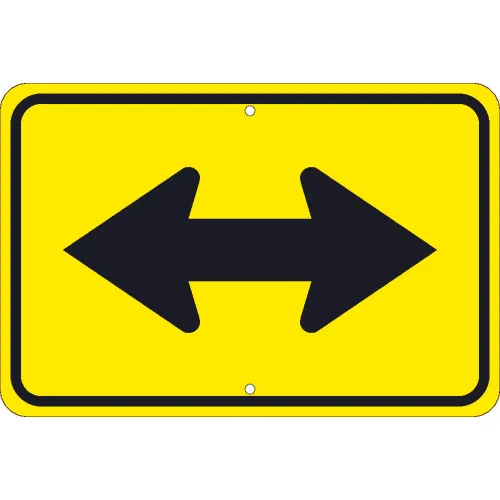 NMC TM255K Traffic Sign, Large Arrow Two Directions Sign, 12" X 18", Yellow