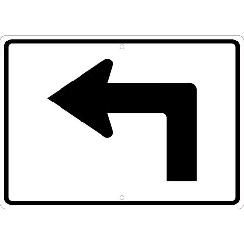 NMC TM500J Traffic Sign, Advance Turn Arrow Left, 15" X 21", White