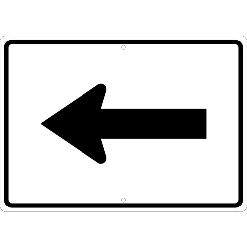 NMC TM502J Traffic Sign, Auxiliary Arrow Left, 15" X 21", White