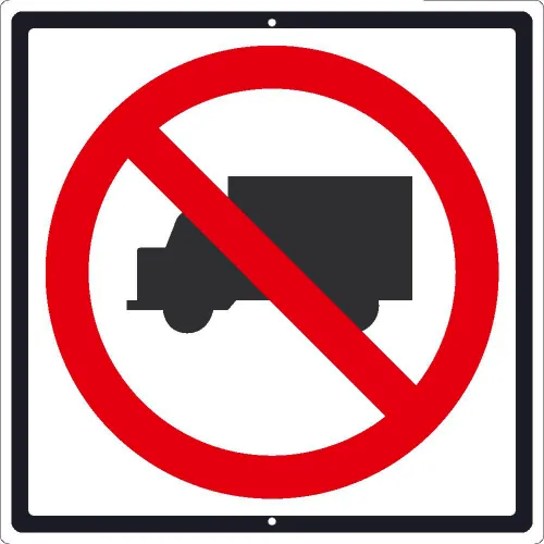 NMC TM537K Traffic Sign, No Trucks Sign, 24" x 24", White