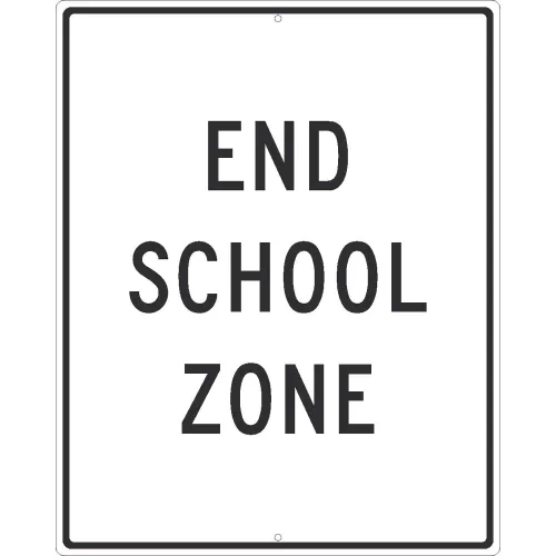 NMC TM600J Traffic Sign, End School Zone, 30" X 24", White