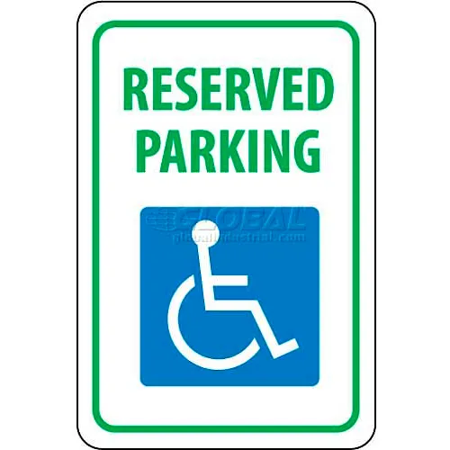 NMC TM87G Traffic Sign, Reserved Parking, 18" X 12", White/Blue/Green
