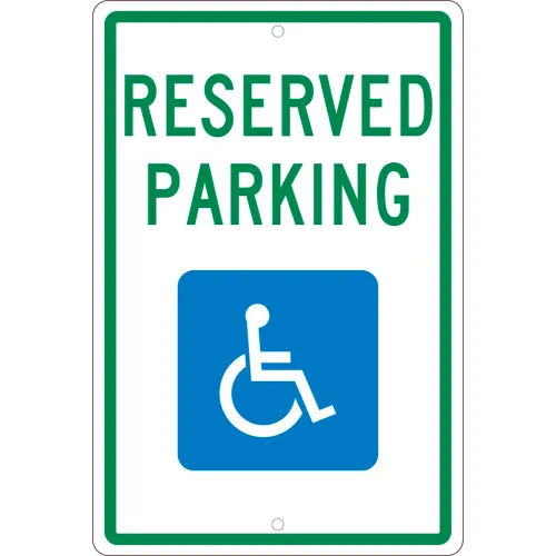 NMC TM97H Traffic Sign, Reserved Handicapped Parking, 18" X 12", White