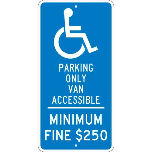 NMC TMS308J Traffic Sign, Reserved Van Parking California, 24" X 12", Blue