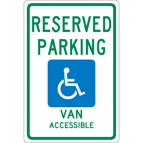 NMC TMS319G Traffic Sign, Reserved Van Parking Michigan, 18" X 12", White