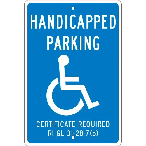 NMC TMS334H Traffic Sign, Reserved Parking Rhode Island, 18" X 12", Blue