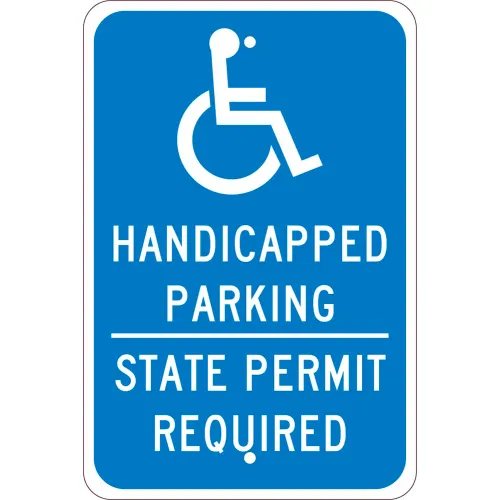NMC TMS337J Traffic Sign, Handicapped Parking Permit Required, 18" X 12", Blue