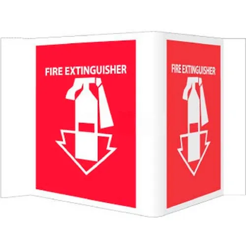 NMC VS1R Visi Sign W/Graphic, Fire Extinguisher, 5-3/4" X 8-3/4", White/Red