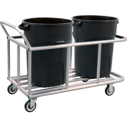 New Age Industrial Heavy Duty Aluminum Double Universal Trash Can Cart, 1000 lb. Capacity - Image 2