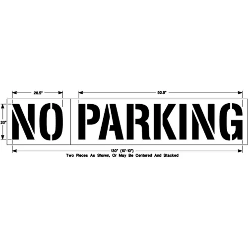 Newstripe 20" NO PARKING, 1/8" Thick, PolyTough, Plastic, White