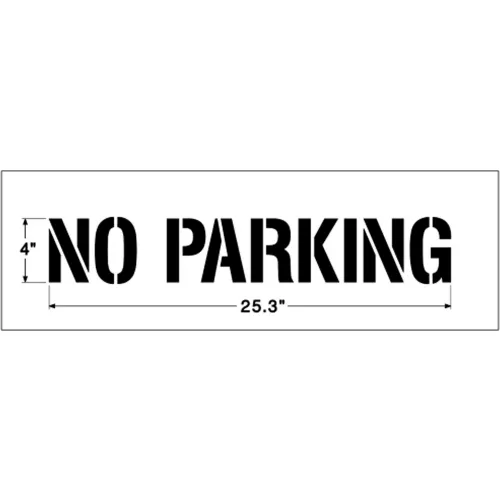 Newstripe 4" NO PARKING, 1/8" Thick, PolyTough, Plastic, White