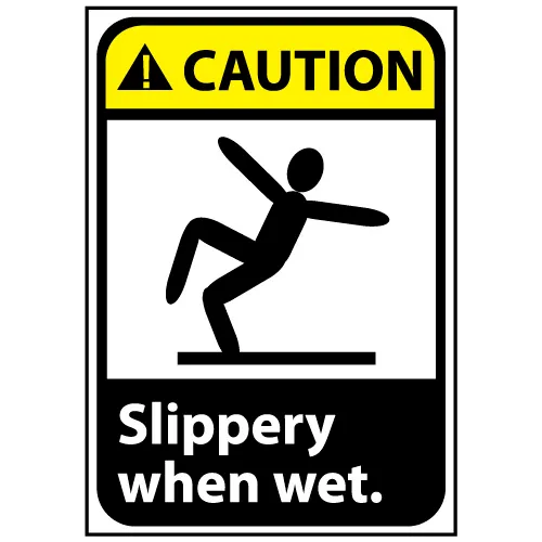 Caution Sign 10x7 Vinyl - Slippery When Wet