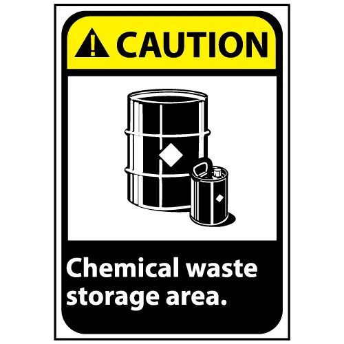 Caution Sign 14x10 Rigid Plastic - Chemical Waste Storage Area