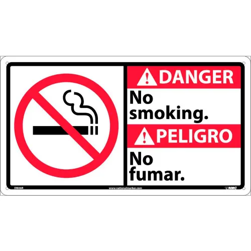 NMC™ Bilingual Plastic Sign, Danger No Smoking, 18"W x 10"H