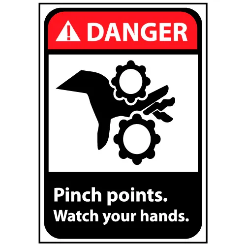 Danger Sign 10x7 Vinyl - Pinch Points Watch Your Hands