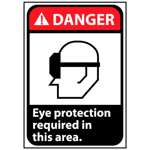 Danger Sign 14x10 Aluminum - Eye Protection Required In This Area