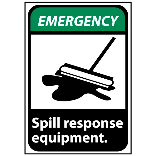 Emergency Sign 14x10 Rigid Plastic - Spill Response Equipment