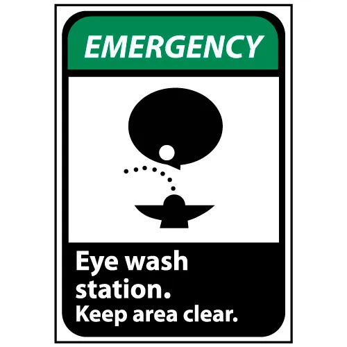 Emergency Sign 14x10 Rigid Plastic - Eye Wash Station Keep Area Clear